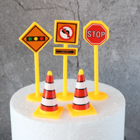 装饰摆件 路标5件套 路标交通路障警示牌 车类主题装饰摆件