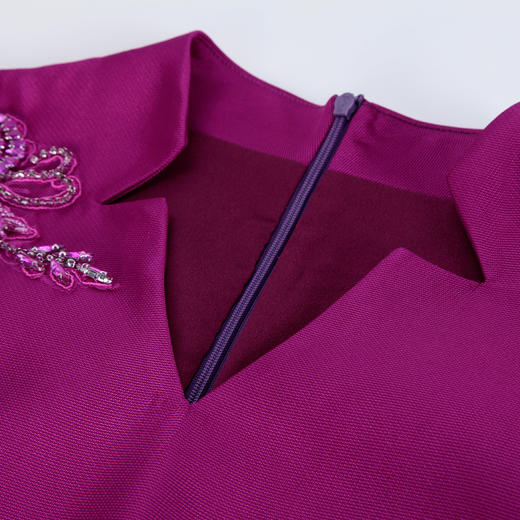 PE821斯尔丽2024新款气场大开华丽钉珠钻收腰放摆礼服连衣裙 商品图4