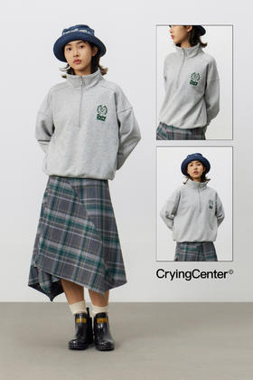 CryingCenter 小熊花灰短打底卫衣polo 哭喊中心