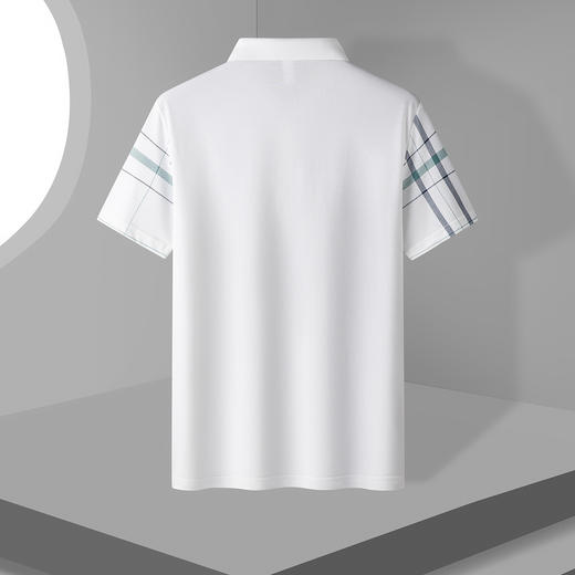 【含桑蚕丝】罗蒙男士夏季撞色线条商务polo衫男短袖男t恤男 商品图3