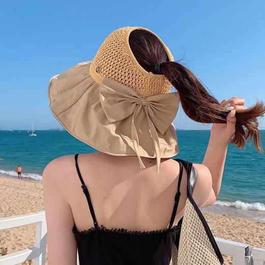 【多色可选，随心而搭！】黑胶防晒遮阳帽夏季女韩版大帽檐，可折叠渔夫帽防紫外线太阳帽子女，各种搭配随性所欲，简约单色凹出不同造型-QQ 商品图2