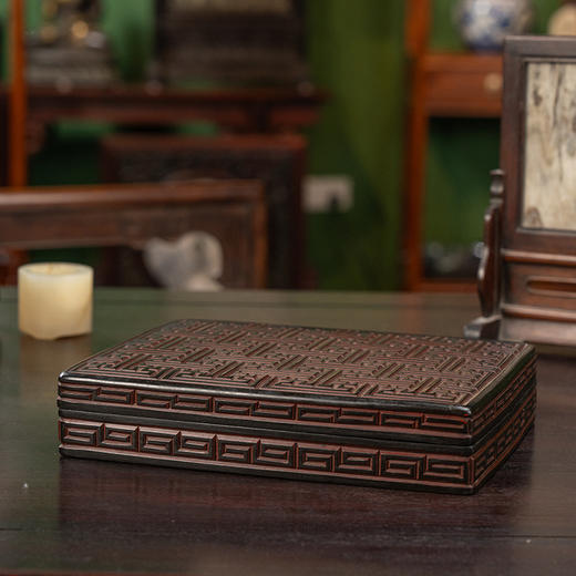 清 剔犀万字锦地纹盖盒 商品图4