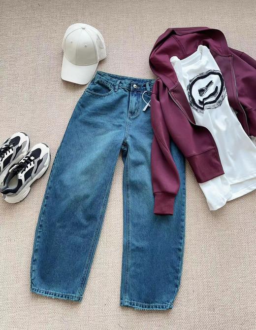 老米优品/大爱款！实物巨美~《重工晕染色复古牛仔镰刀裤》蓝绿色系晕染太别致了！宽松镰刀裤造型感十足~K240322A 商品图9