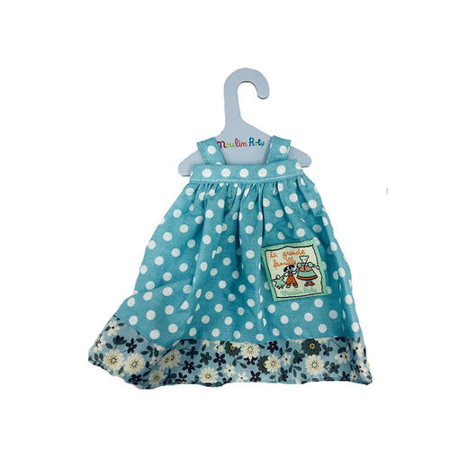 法国 Moulin Roty 玩偶配件 蓝色波点连衣裙 农场大家庭珍妮小鹅同款 -632394 商品图0