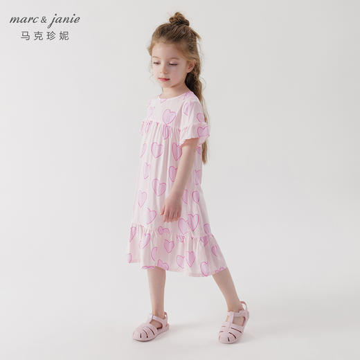 马克珍妮夏装新款 女童透气防蚊短袖连衣裙 儿童裙子230565 商品图1