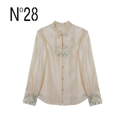 【破价】N°28 “大理衬衫”设计师衬衫新中式圆领刺绣长袖上衣9A11S005 商品图1