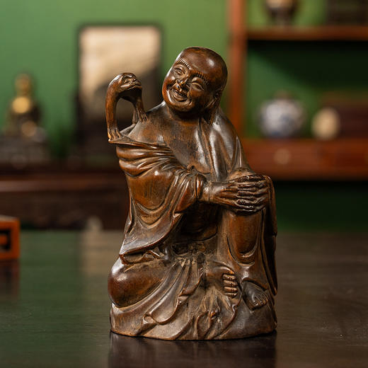 清 楠木雕刘海戏金蟾摆件 商品图4