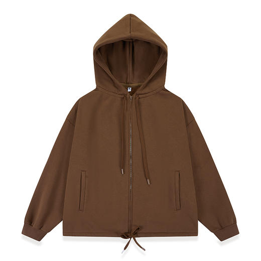 CryingCenter棕橘色 刺绣连帽拉链开衫 卫衣外套保暖长袖哭喊中心 商品图3