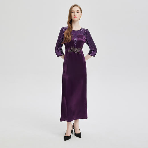 PE824斯尔丽24春夏新品礼服系列拼接闪亮柔软亮片连衣裙 商品图3