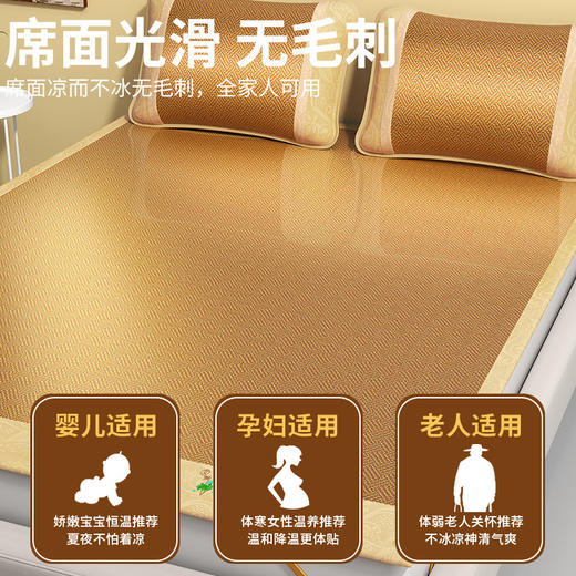 【艾草驱蚊席 冰丝凉席三件套】双面古藤席子 空调席 家用可折叠凉席 商品图1