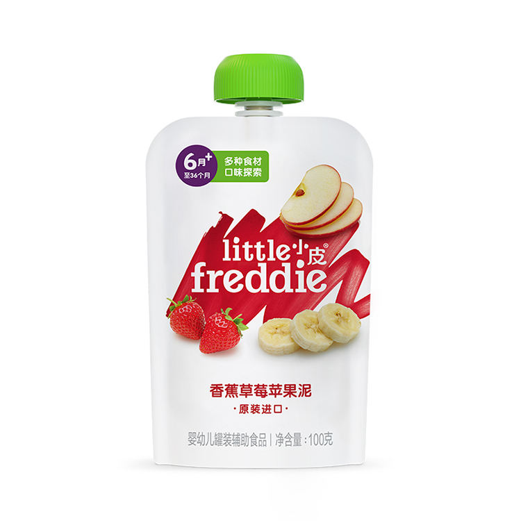 英国little freddie小皮香蕉草莓苹果泥 100g