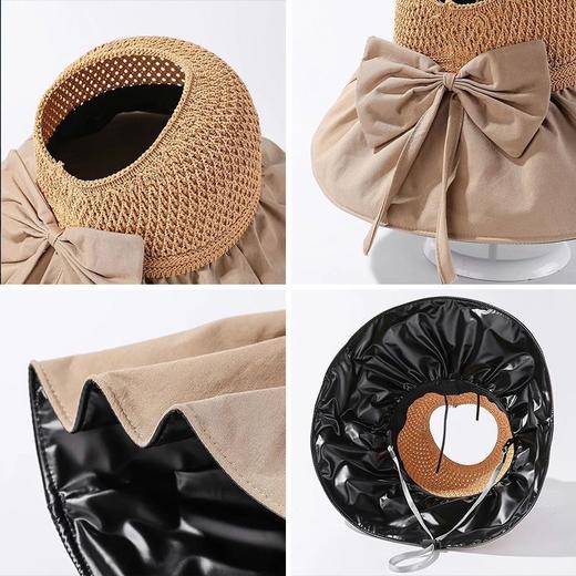 【多色可选，随心而搭！】黑胶防晒遮阳帽夏季女韩版大帽檐，可折叠渔夫帽防紫外线太阳帽子女，各种搭配随性所欲，简约单色凹出不同造型-QQ 商品图3