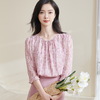 米思阳2026春季新品粉色印花衬衫甜美减龄轻薄气质时尚上衣1506 商品缩略图1
