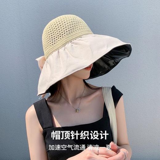 【多色可选，随心而搭！】黑胶防晒遮阳帽夏季女韩版大帽檐，可折叠渔夫帽防紫外线太阳帽子女，各种搭配随性所欲，简约单色凹出不同造型-QQ 商品图1