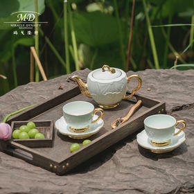 【玛戈隆特】福德莲生6头莲蓬茶具陶瓷家用奢华下午茶茶具套装咖啡杯