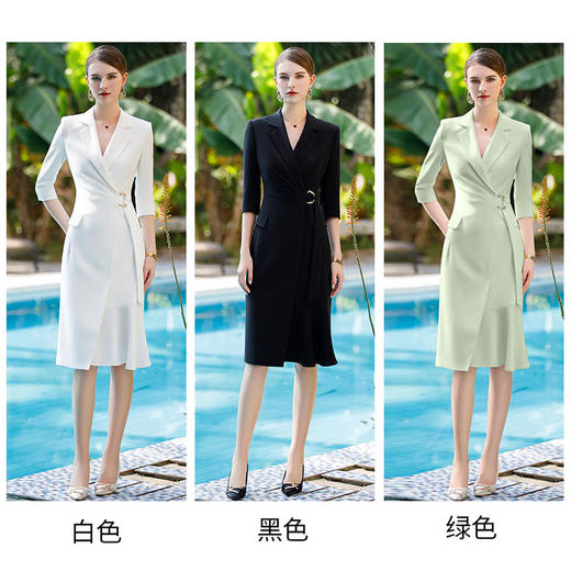 AD高级感职业装女连衣裙气质通勤白色西装裙高端正式场合连身裙子 商品图2