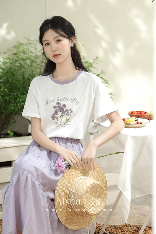 【65折秒杀】鹿向南「紫荆花香」法式浪漫短裙半身裙L35380-1 商品图5