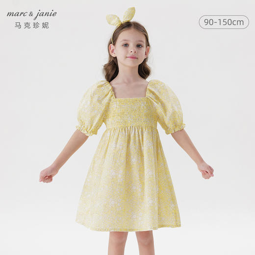 【送发箍】马克珍妮女童夏日繁花泡泡袖连衣裙儿童裙子夏装240681 商品图0
