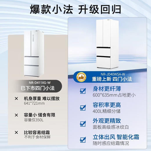 松下电器（panasonic）400升法式冰箱/风冷无霜/制冰盒/日耗电0.99度/ NR-D411XG-W 白色 商品图4