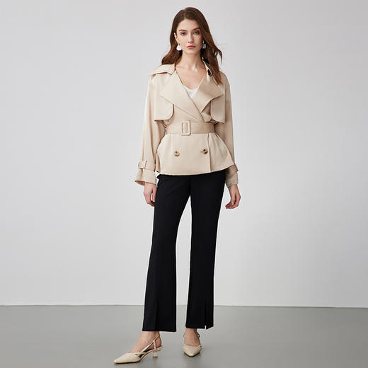 EITIE爱特爱春季新款束腰显瘦修身百搭短款风衣7304005 商品图3