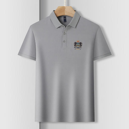 【恬妈推荐】【含桑蚕丝】罗蒙男士夏季商务polo衫男短袖男夏季薄款绣花冰丝t恤男短袖 商品图2