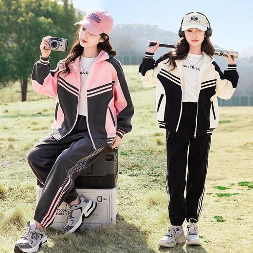 女童春装运动套装洋气中大童2024新款儿童装春秋款休闲针织两件套 商品图0