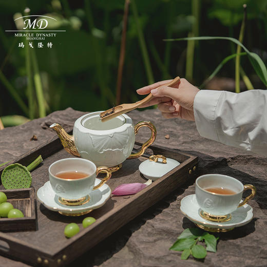 【玛戈隆特】福德莲生6头莲蓬茶具陶瓷家用奢华下午茶茶具套装咖啡杯 商品图2