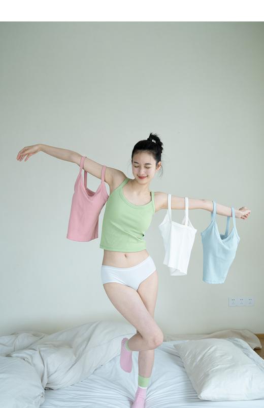 靴下物白色打底吊带小背心女内搭春夏薄款一体式带胸垫修身上衣 商品图0