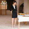 AD高级感香槟色接拼领醋酸连衣裙女2023春夏双排扣西装裙主持服装 商品缩略图0