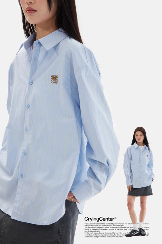 CryingCenter 柠檬海盐蓝条纹日系春夏宽松棉衬衫 哭喊中心 商品图5