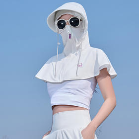 【防紫外线 防晒面罩女士 遮阳口罩骑车】夏季面纱护颈全脸 透气防晒面罩