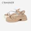 千百度厚底一字带凉鞋女款夏季钻带休闲增高外穿绝美凉鞋A24381081 商品缩略图1