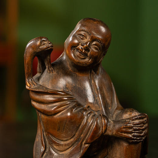 清 楠木雕刘海戏金蟾摆件 商品图2