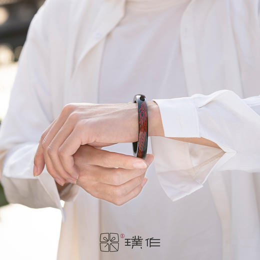 璞作文化 青白龙手镯 和田玉大漆工艺手镯 商品图2