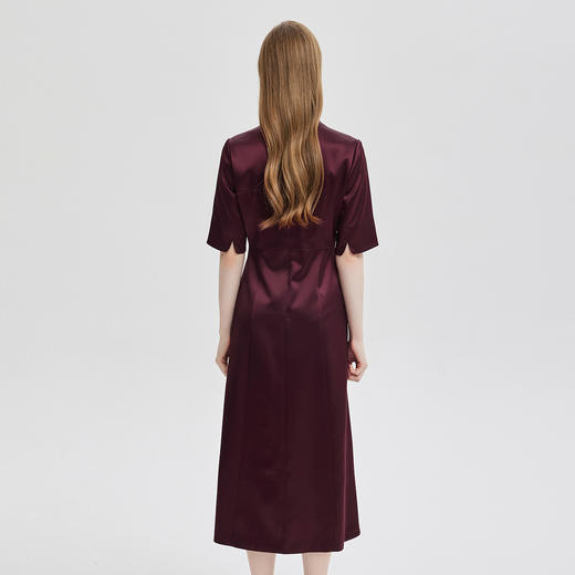 PE819斯尔丽24新款气质名媛气场十足立V领型收腰放摆礼服式连衣裙 商品图1