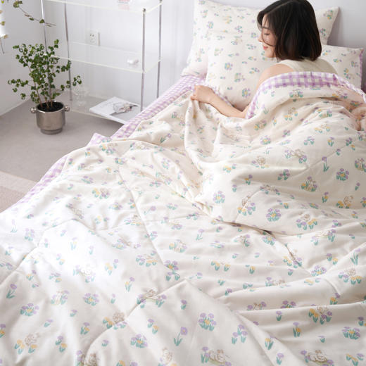 自然醒全棉棉花夏被薄款可水洗单双人13372全棉被芯新疆棉夏凉被LFS 商品图3