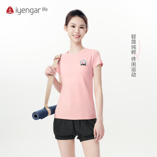 艾扬格 life C1162瑜伽短袖刺绣款瑜伽女装T恤 商品图3
