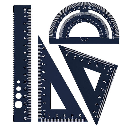 【可免费刻字 下单请备注名字 格言随机】铝合金尺子套装小学生专用个性激光刻字三角尺波浪线金属直尺 商品图4