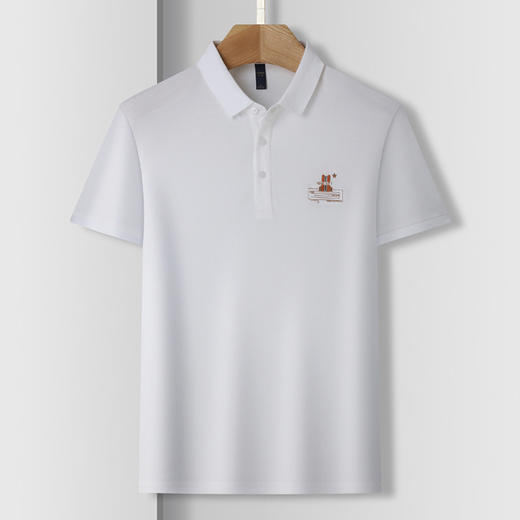【含桑蚕丝】罗蒙夏季男士休闲商务polo衫男短袖男夏季薄款绣花冰丝t恤男短袖 商品图1