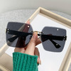 【潮流新宠，展现个性！】D家潮搭墨镜新品来袭！时尚网红必备，无框切边太阳镜，百搭不挑脸型，防晒防紫外线、街拍小红书、抖音时尚同款，复古墨镜女神必备！ 商品缩略图5