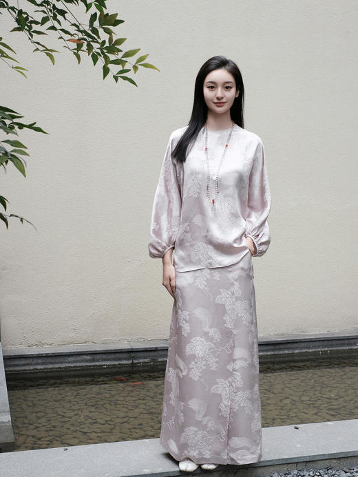 盛唐牡丹 |真丝冠乐绉松鼠葡萄纹半裙 商品图0