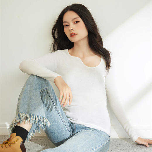 两三事轻吻密色Ⅱ2023秋季新款常规百搭纯色多色针织衫保暖羊毛衫 商品图2