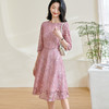 「粉雾蕾丝」减龄修身连衣裙 米思阳2026春季新款淑女风减龄气质优雅修身蕾丝连衣裙5Y24AL0227 商品缩略图0