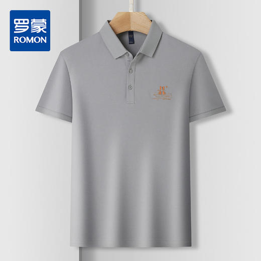 【含桑蚕丝】罗蒙夏季男士休闲商务polo衫男短袖男夏季薄款绣花冰丝t恤男短袖 商品图0