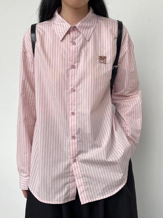 CryingCenter 樱花粉条纹春夏日系宽松薄衬衫含天丝棉 哭喊中心 商品图2
