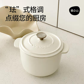 Velosan温仑山松露白小珐琅锅铸铁锅煮锅汤锅16cm