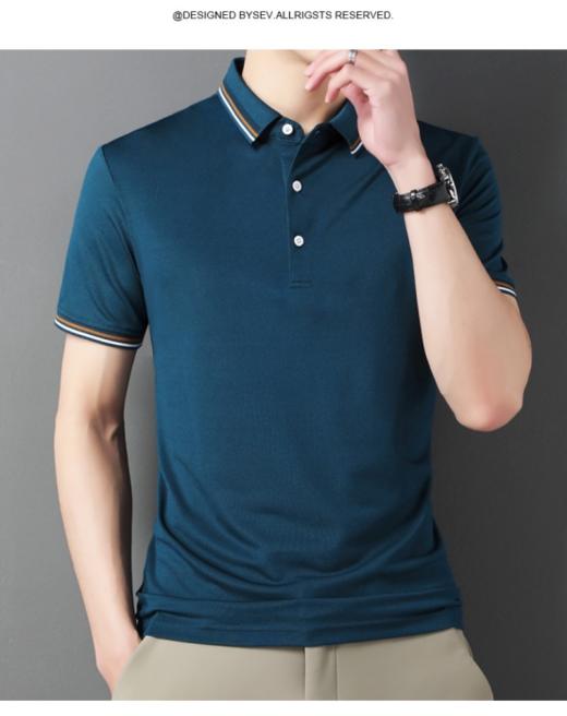 💗【国际米澜男士抗菌透气POLO衫】🔥 面料手感柔软，环保健康，不易变色，💦透气透湿不透水，毛纱领耐磨不起球，😍领子和袖口的撞色条纹搭配，更显年轻，不沉闷 商品图1