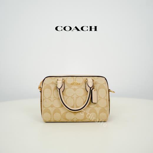 COACH蔻驰 Mini 卡其色老花波士顿包单肩斜挎包 女款CH160 #美国直邮 商品图0