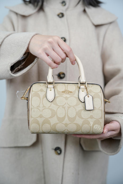 COACH蔻驰 Mini 卡其色老花波士顿包单肩斜挎包 女款CH160 #美国直邮 商品图4