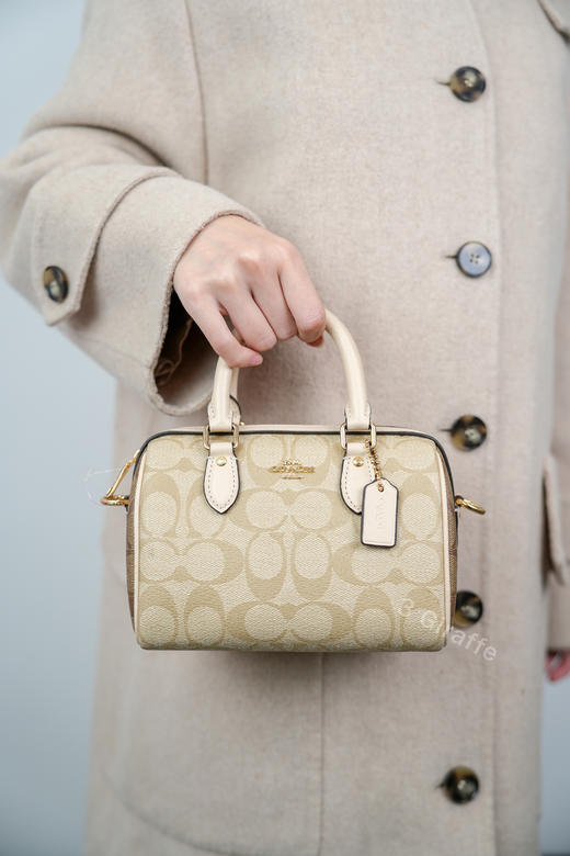 COACH蔻驰 Mini 卡其色老花波士顿包单肩斜挎包 女款CH160 #美国直邮 商品图3